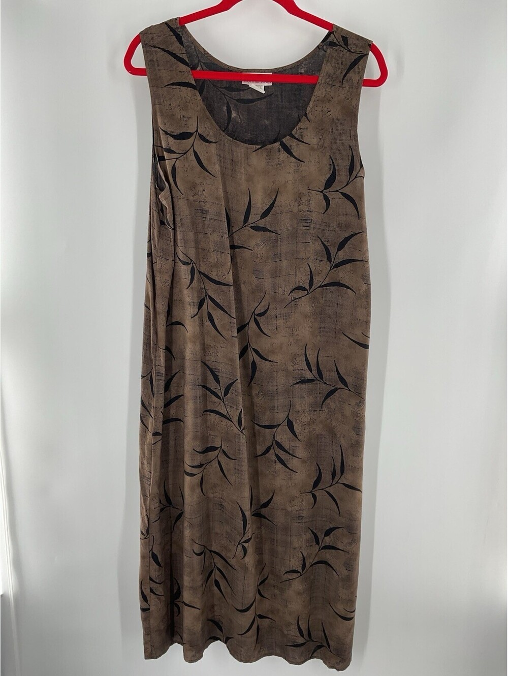 Connie Choi Women’s Made In Usa XL Dress Brown Midi Sleeveless 103